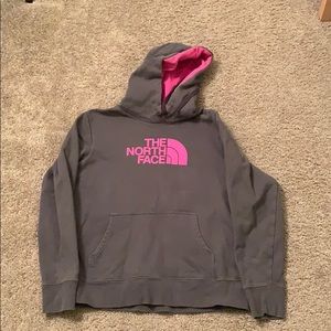 Gray and pink North Face Hoodie